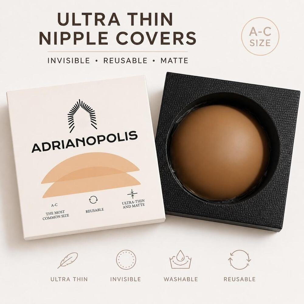 Adrianopolis Silicone Nipple Covers Reusable Ultra Thin Matte A-C Nude NWT - Picture 2 of 4
